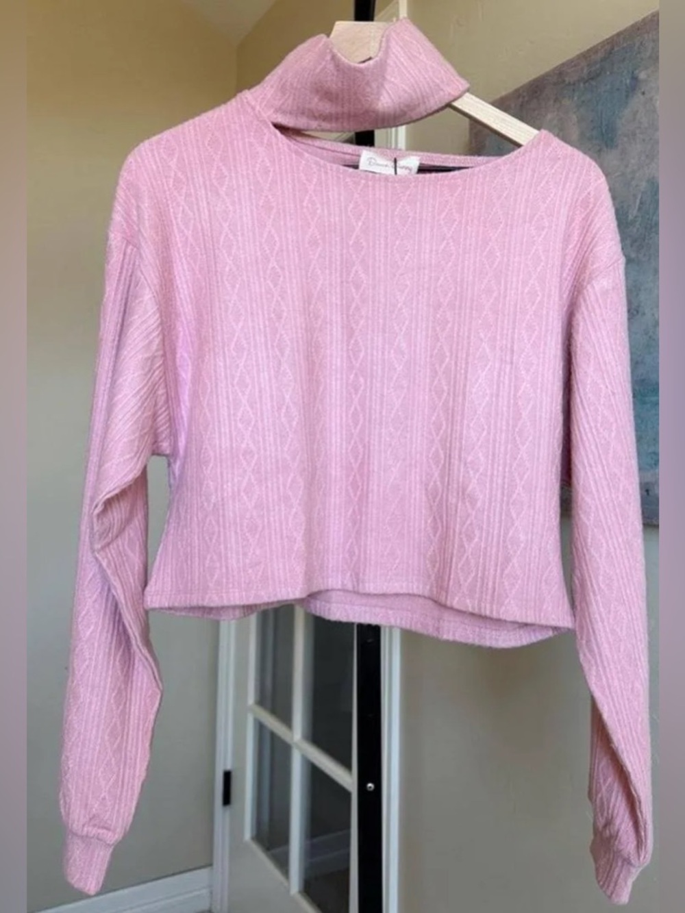 Beach Bunny Wyatt Knit Cropped Pullover with Mock Neck Sz L